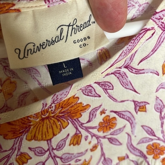 UNIVERSAL THEADS Large Pink Boho Pleasant Floral Print Long-Sleeved Gypsy Shirt - Picture 2 of 8